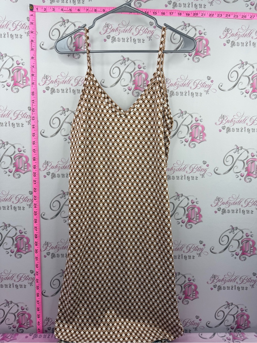 MIIYU dress abstract geometric Women’s Slip Dress - Brown Diamond Print